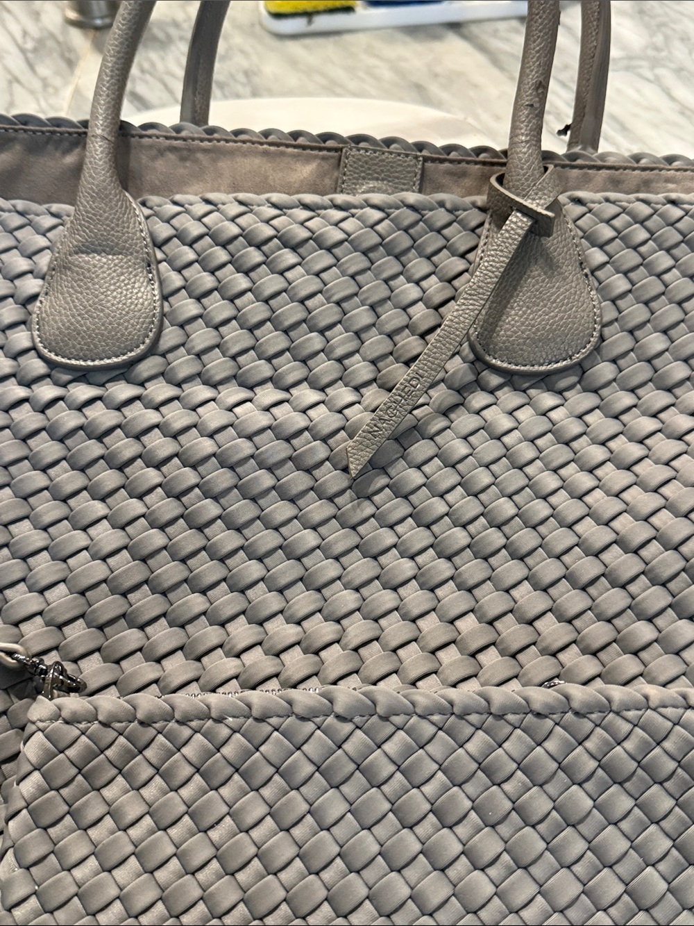 Naghedi Woven Tote in Light Gray